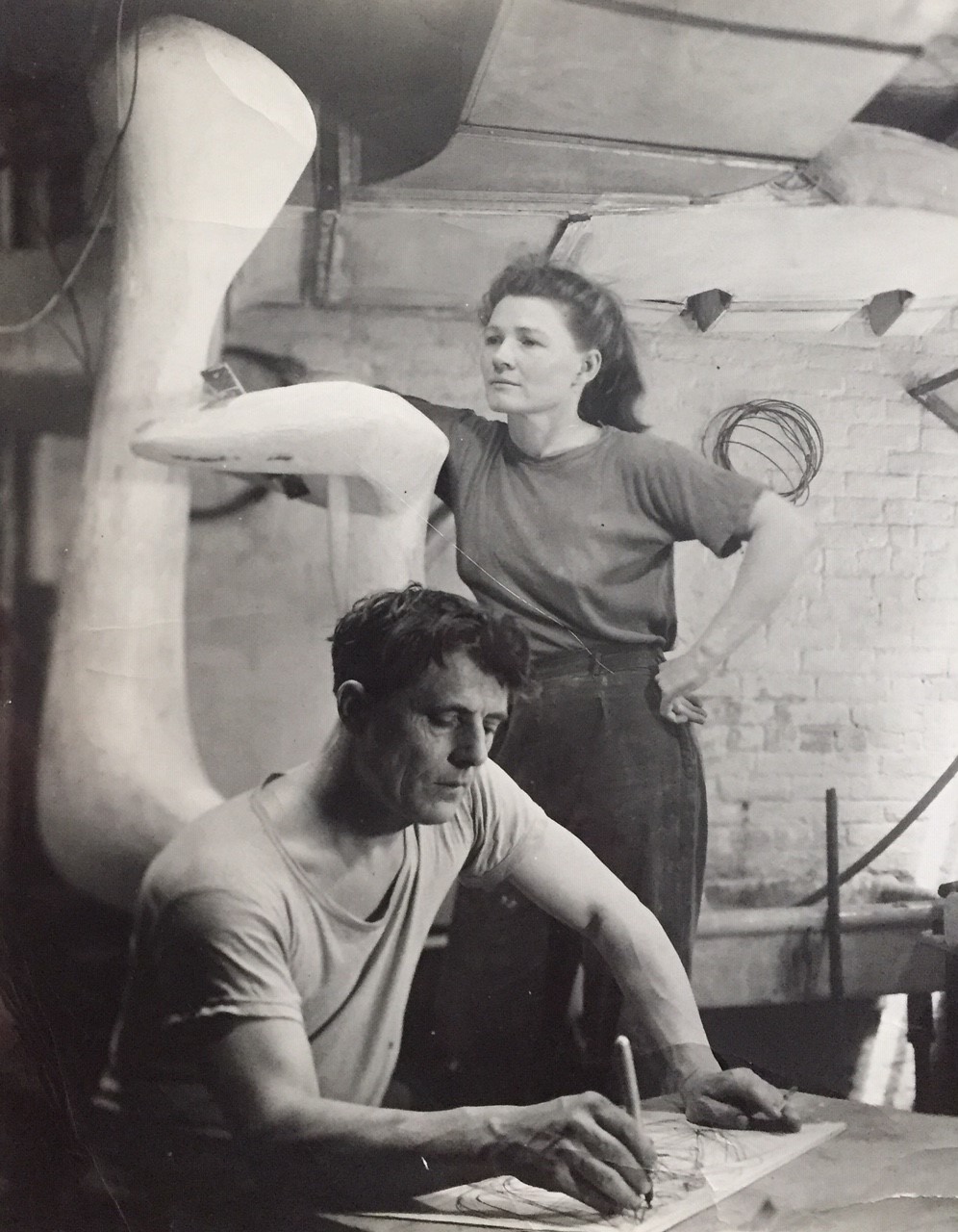Stanley William Hayter with Helen Phillips in 1948 in their New-Yorker Studio, 737 Washington Street. All rights reserved.